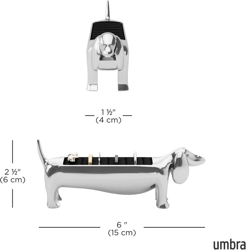 UMBRA Dachsie Ring Holder - Gift for Weiner Dog Dachshund Doxie Lover - Jewelry Storage, Chrome - Image 3